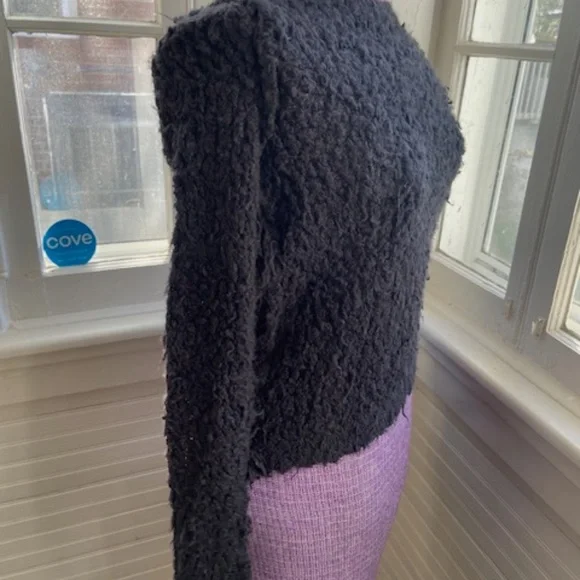 Free People black sweater small, Women's S boho thick/wide knit black sweater - Picture 2 of 7